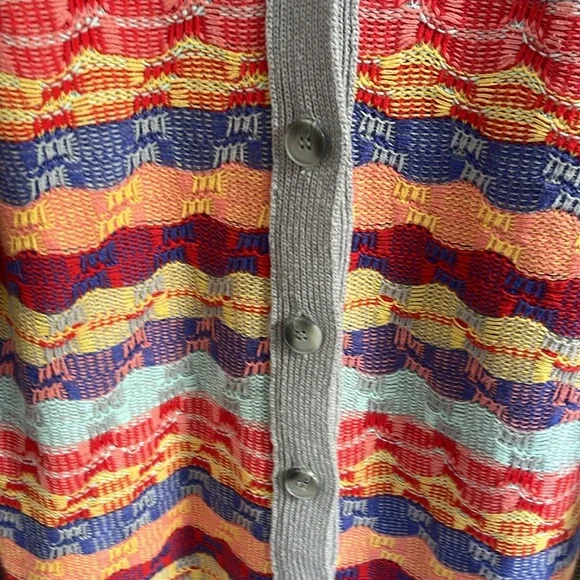 SOLD‼️‼️EUC April Cornell Amazing Multi-Coloured Cardigan with Shawl Collar L - Picture 4 of 6